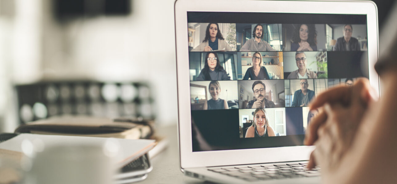 Working and talking on the computer with video calling